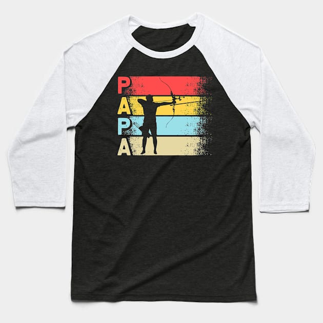 Archery papa retro vintage dad Baseball T-Shirt by klausgaiser